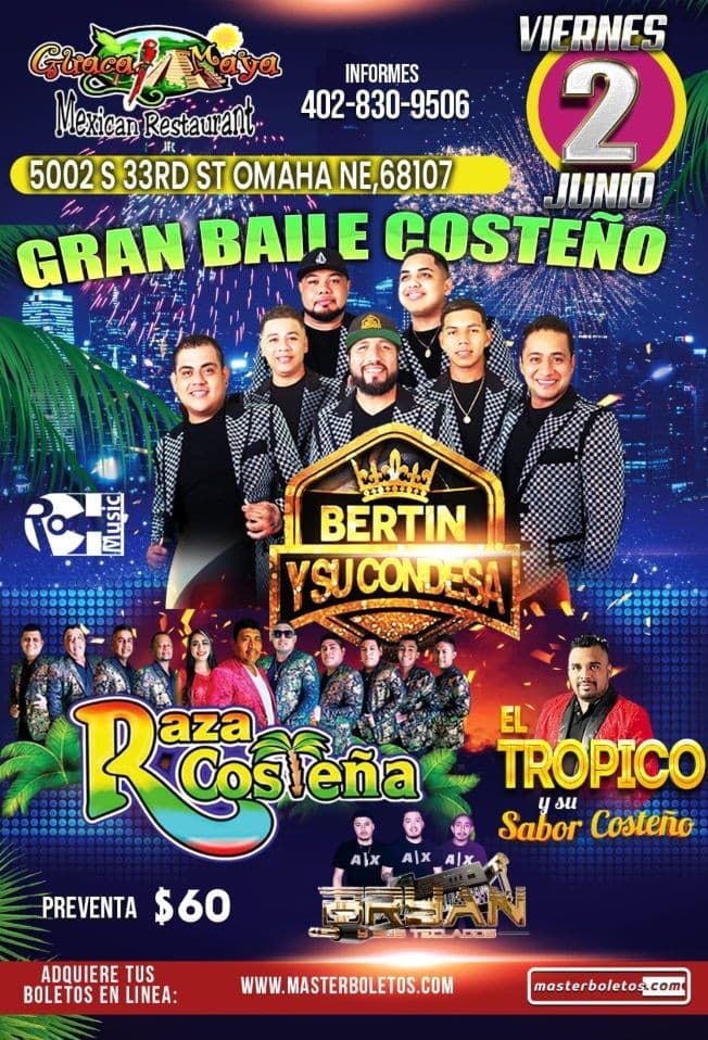 Event - BERTIN Y SU CONDESA ,  RAZA COSTEÑA EN VIVO ! OMAHA NEBRASKA - Omaha, Nebraska - June 2, 2023 | concert tickets