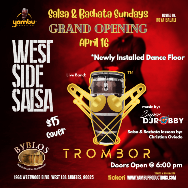 Event - Salsa & Bachata Sundays @ Byblos in West Los Angeles - Los Angeles, California - April 16, 2023 | concert tickets