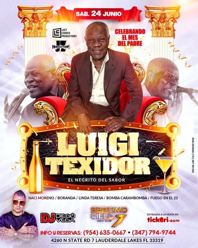 Event - LUIGI TEXIDOR " EL NEGRITO DEL SABOR " EN CONCIERTO ! LAUDERDALE LAKES FLORIDA - Lauderdale Lakes, Florida - June 24, 2023 | concert tickets