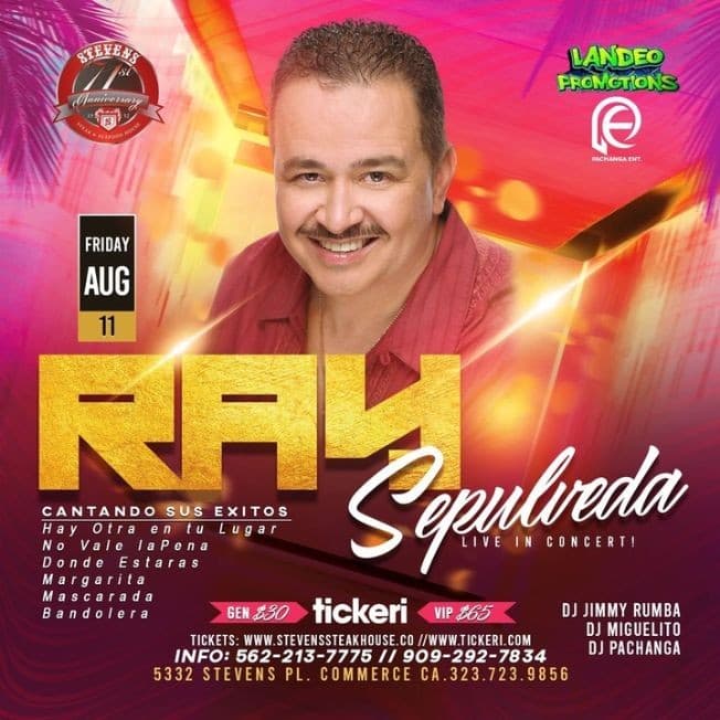 Event - RAY SEPULVEDA  EN CONCIERTO ! COMMERCE CALIFORNIA - Commerce, California - August 11, 2023 | concert tickets