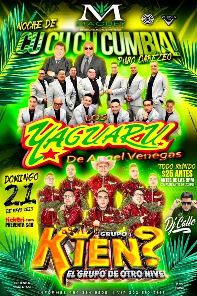 Event - GRUPO YAGUARU Y LOS KIEN? CUMBIA NIGHT - Wilmington, Delaware - May 21, 2023 | concert tickets