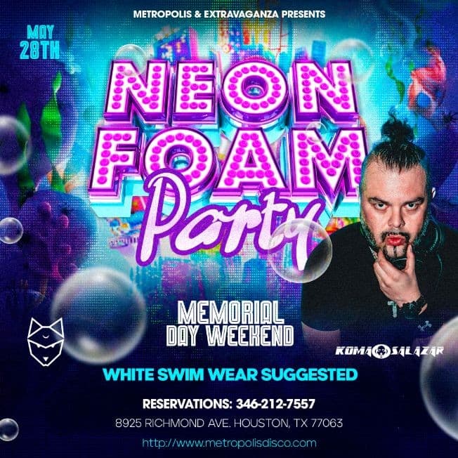 Event - Biggest Neon Foam Party @ M&E | May 28th - Houston, Texas - May 28, 2023 | concert tickets