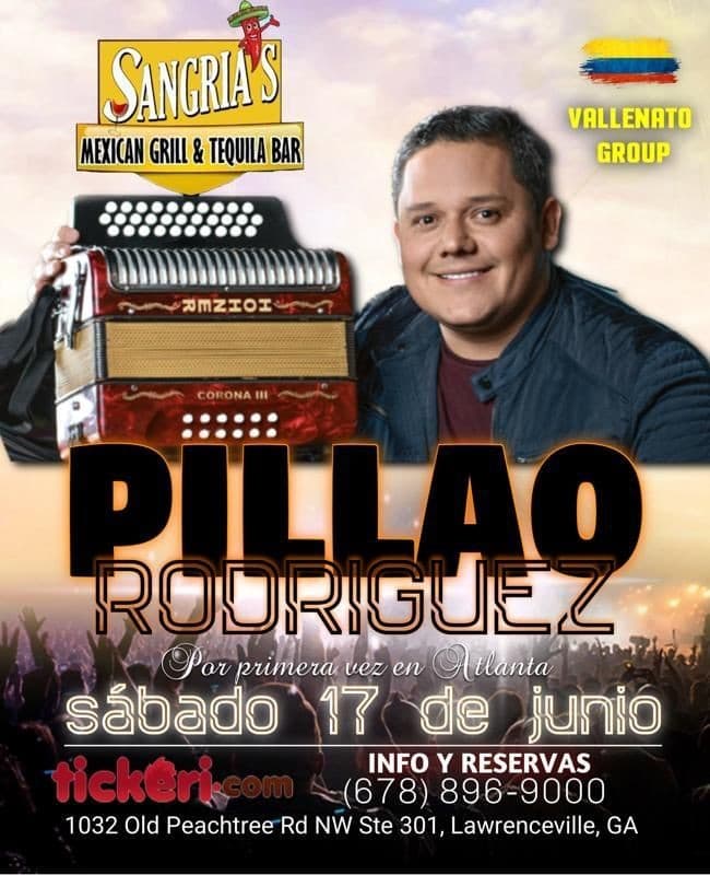 Event - PILLAO RODRIGUEZ VALLENATO GROUP EN SANGRIAS CANCELADO - Lawrenceville, Georgia - June 17, 2023 | concert tickets