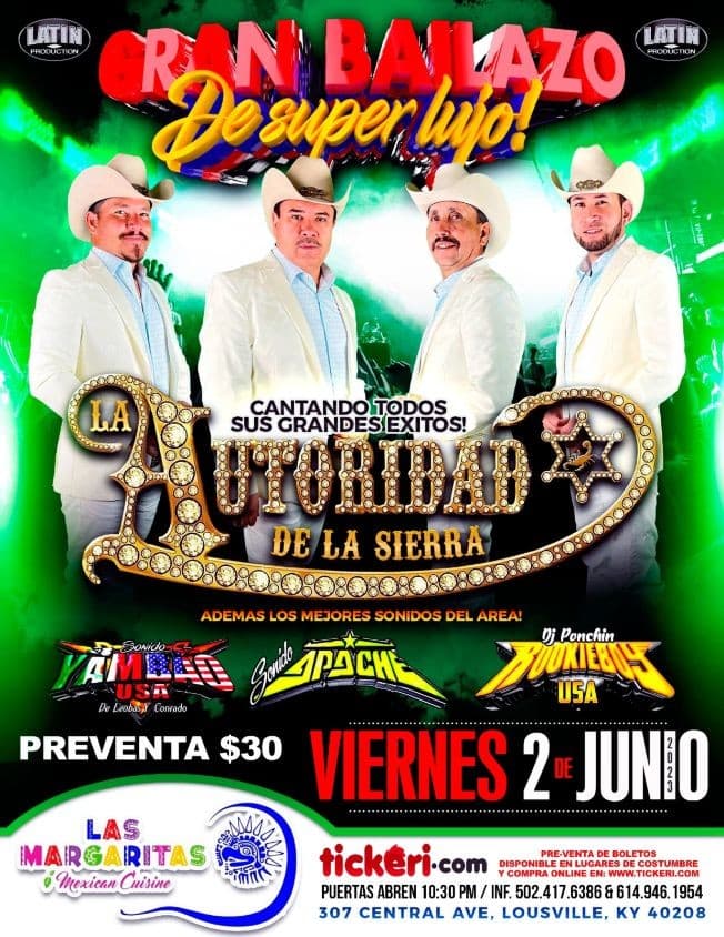 Event - La Autoridad de la Sierra En Concierto - Louisville, Kentucky - June 2, 2023 | concert tickets
