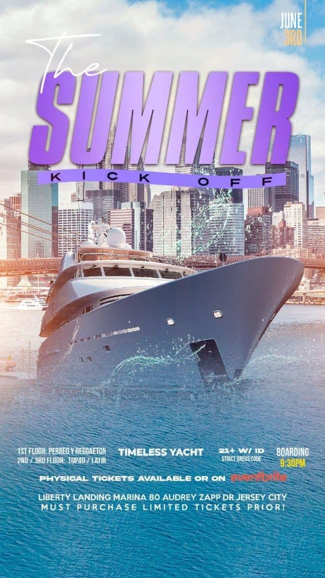 Event - The Summer Kick Off The Yacht Club At Timesless Yacht - Jersey City, New Jersey - 3 de junio de 2023 | concert tickets