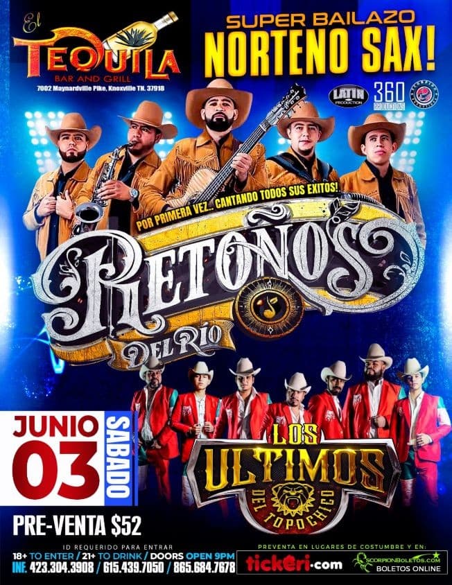 Event - Retonos del Rio y Los Ultimos del topochico - Knoxville, Tennessee - June 3, 2023 | concert tickets