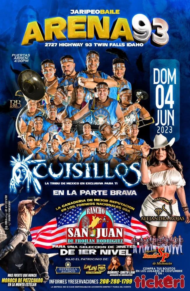 Event - SUPER JARIPEO CON RANCHO SAN JUAN DE FROILAN RODRIGUEZ , LA TRIBU DE MEXICO BANDA CUISILLOS  EN VIVO ! TWIN FALLS IDAHO - Twin Falls, Idaho - June 4, 2023 | concert tickets