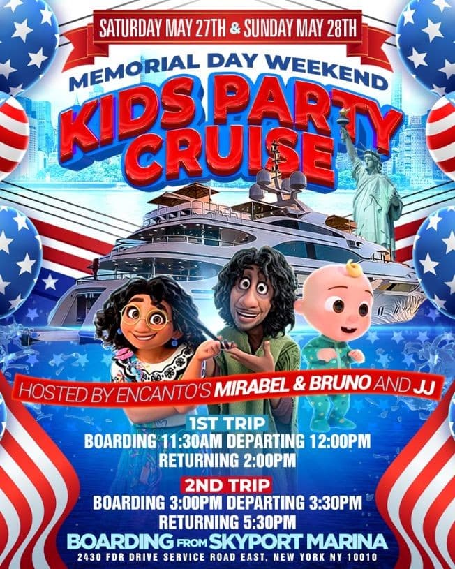 Event - Memorial Day Weekend Kids Party Cruise (3:00pm-5:30pm) - New York, New York - May 27, 2023 | concert tickets