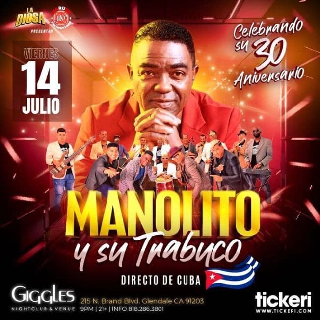Event - MANOLITO Y SU TRABUCO EN LOS ANGELES - Glendale, California - July 14, 2023 | concert tickets