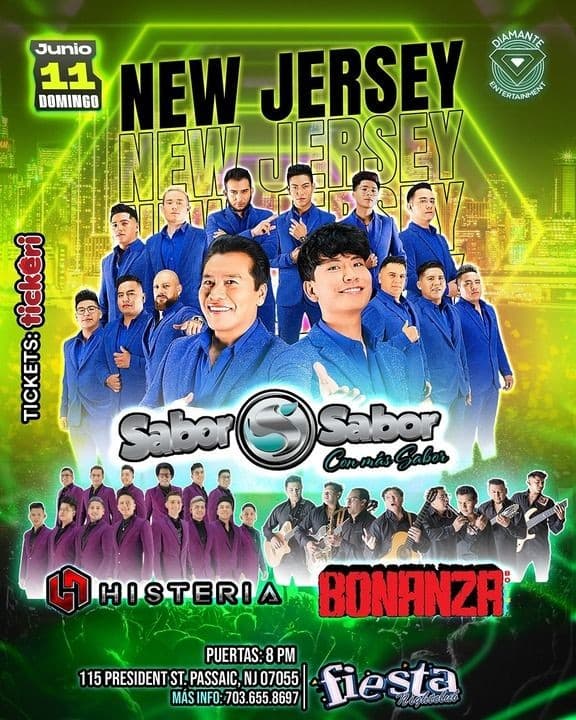 Event - SABOR SABOR | HISTERIA | BONANZA EN VIVO ! PASSAIC NEW JERSEY - Passaic, New Jersey - June 11, 2023 | concert tickets