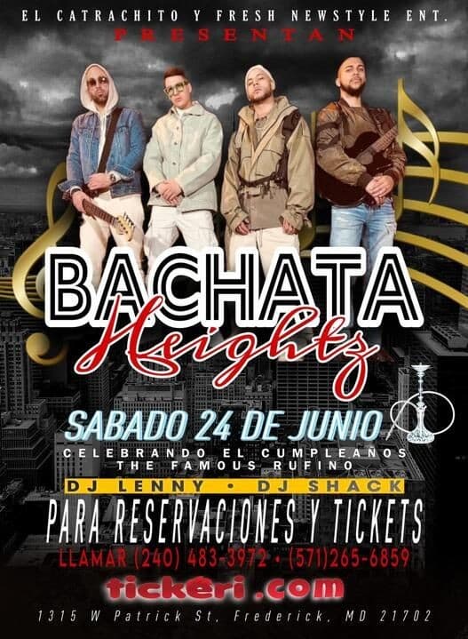 Event - BACHATA  HEIGHTZ EN CONCIERTO ! FREDERICK MARYLAND - Frederick, Maryland - June 24, 2023 | concert tickets