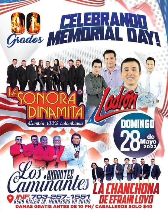 Event - SONORA DINAMITA , LADRON , LA CHANCHONA DE EFRAIN LOVO EN VIVO ! MANASSAS VIRGINIA - Manassas, Virginia - May 28, 2023 | concert tickets
