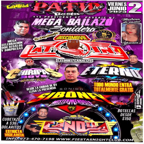 Event - DISCOMOVIL LATINO, SIBONEY, CANDELA, ETERNO, CHIRIPAS BOYS EN VIVO ! PASSAIC NEW JERSEY - Passaic, New Jersey - June 2, 2023 | concert tickets