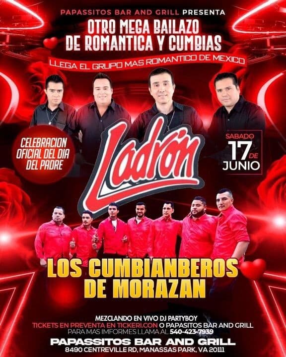 Event - GRUPO LADRON , LOS CUMBIANBEROS DE MORAZAN , EN VIVO ! MANASSAS PARK VIRGINIA - Manassas Park, Virginia - June 17, 2023 | concert tickets