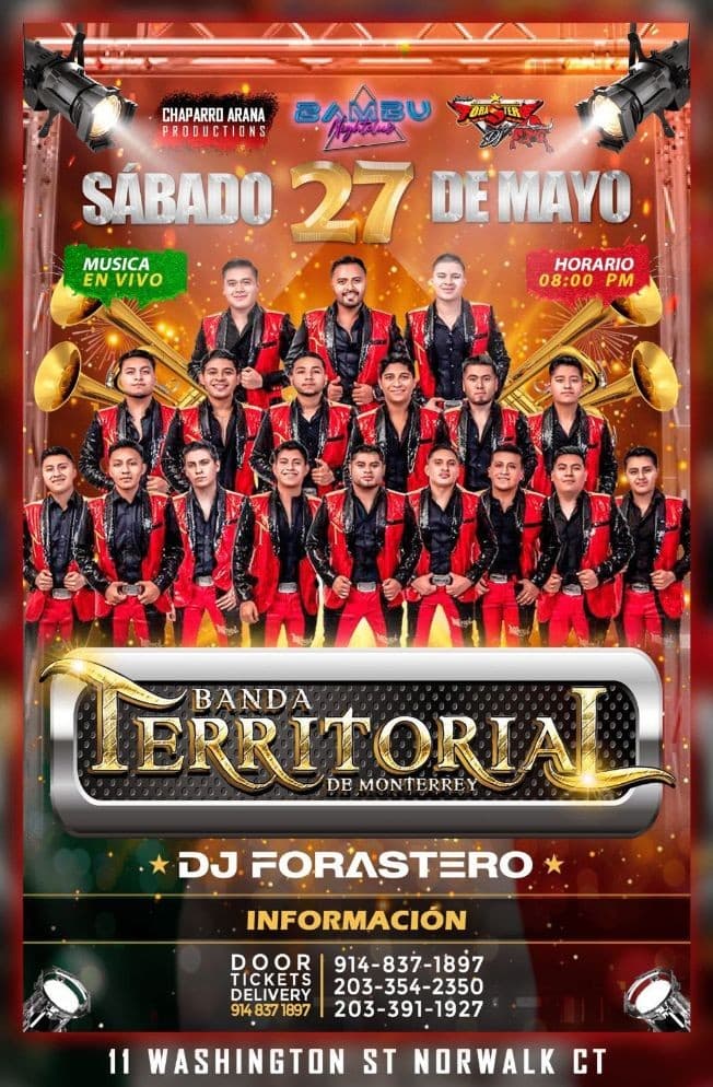 Event - BANDA TERRITORIAL DE MONTERREY EN CONCIERTO ! NORWALK CONNECTICUT - Norwalk, Connecticut - May 27, 2023 | concert tickets