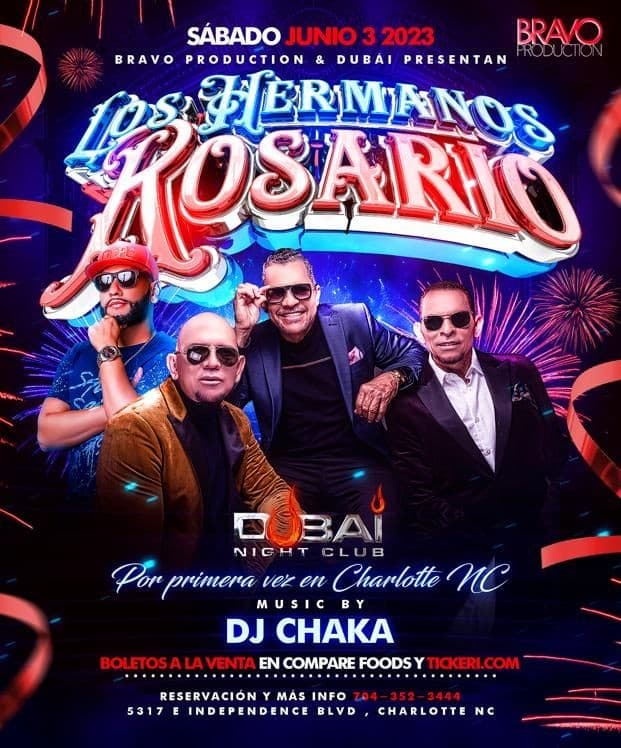 Event - LOS HERMANOS ROSARIO "EN CONCIERTO" SABADO JUNIO 3 2023 @ CLUB DUBAI - Charlotte, North Carolina - June 3, 2023 | concert tickets