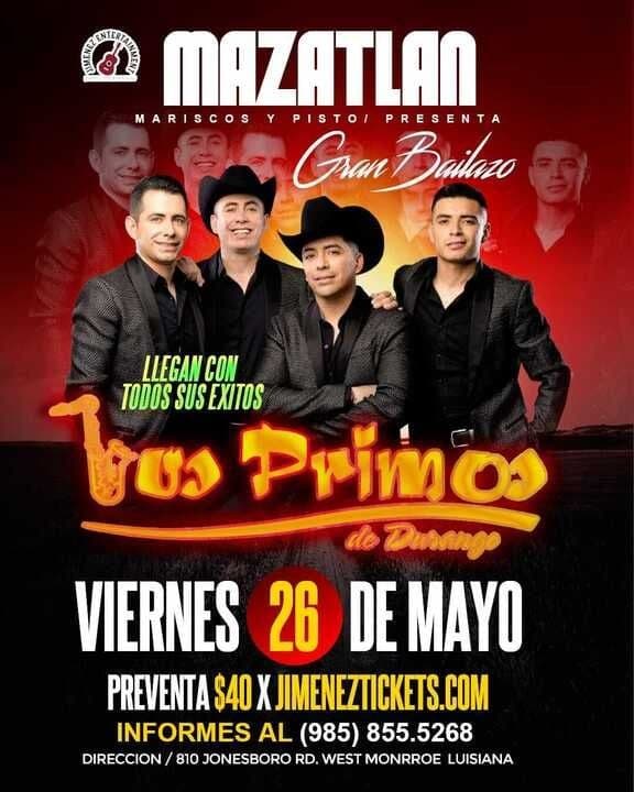 Event - LOS PRIMOS DE DURANGO EN CONCIERTO ! WEST MONROE LOUISIANA - West Monroe, Louisiana - May 26, 2023 | concert tickets