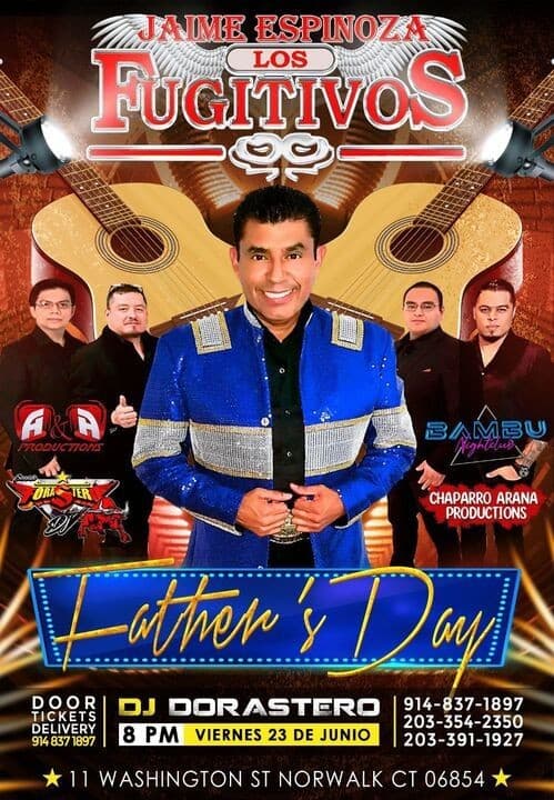 Event - JAIME ESPINOZA LOS FUGITIVOS EN CONCIERTO ! NORWALK CONNECTICUT- cancelled - Norwalk, Connecticut - June 23, 2023 | concert tickets