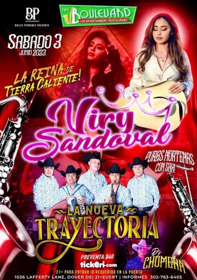 Event - VIRY SANDOVAL Y LA NUEVA TRAYECTORIA - Dover, Delaware - 3 de junio de 2023 | concert tickets