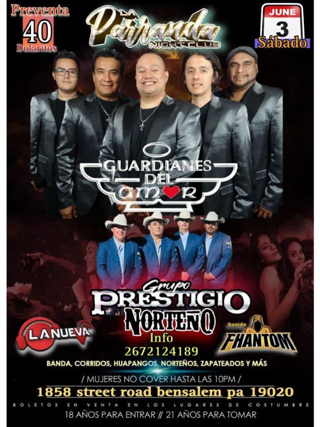 Event - Guardianes del amor en la parranda - Bensalem, Pennsylvania - June 3, 2023 | concert tickets