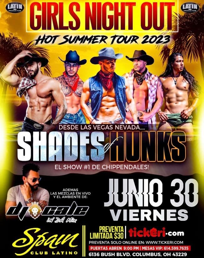 Event - Shades of Hunks / Dj Cale - Columbus, Ohio - June 30, 2023 | concert tickets