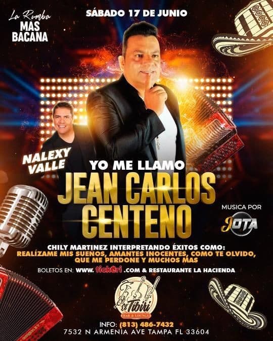 Event - Parrandon Vallenato Yo Me Llamo Jean Carlos Centeno - Tampa, Florida - June 17, 2023 | concert tickets