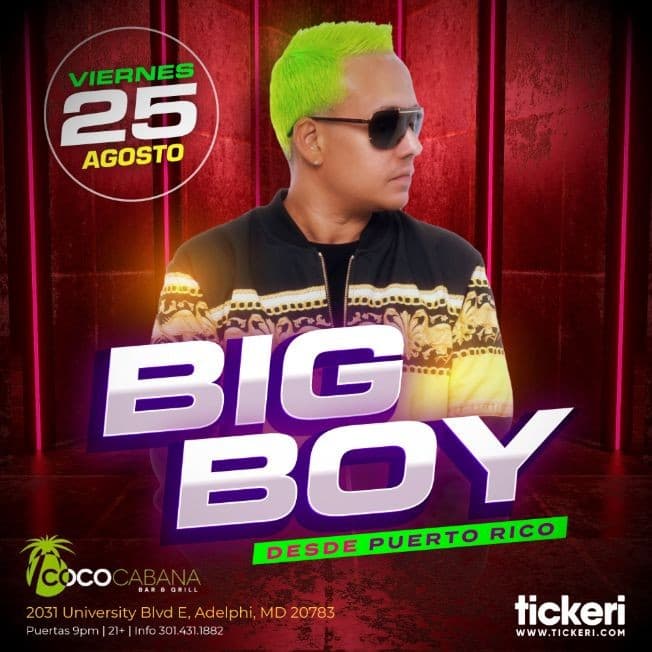 Event - BIG BOY EN MARYLAND - Adelphi, Maryland - August 25, 2023 | concert tickets