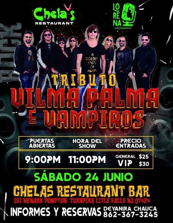 Event - TRIBUTO A VILMA PALMA E VAMPIROS ! LITTLE NEW JERSEY - Little Falls, New Jersey - June 24, 2023 | concert tickets