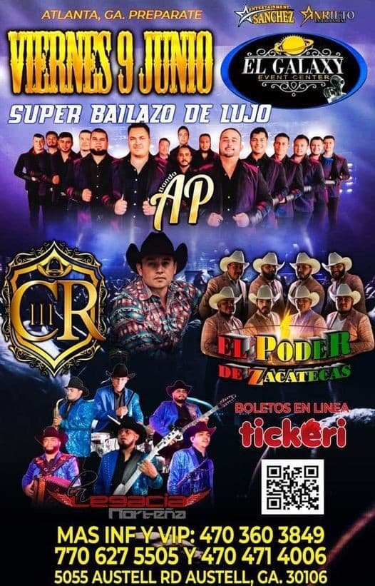 Event - Banda Alta Potencia , Cornelio Reyna III , El Poder De Zacatecas , La Legacia Norteña - Austell, Georgia - June 9, 2023 | concert tickets