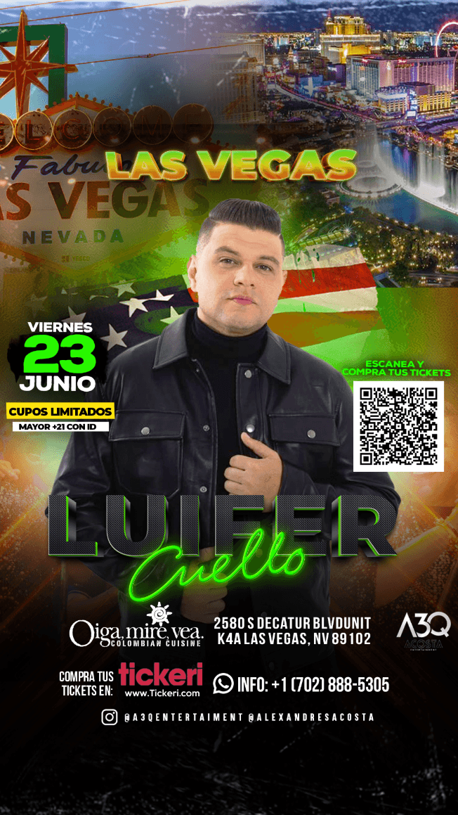 Event - Luifer Cuello En Concierto Las Vegas, Nevada ( Oiga Mire Y Vea) - Las Vegas, Nevada - June 23, 2023 | concert tickets