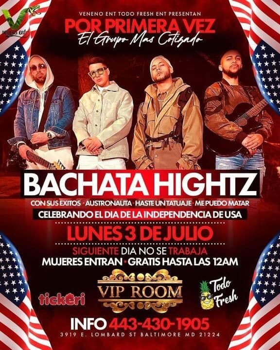 Event - BACHATA HEIGHTZ EN VIVO ! BALTIMORE MARYLAND - Baltimore, Maryland - July 3, 2023 | concert tickets