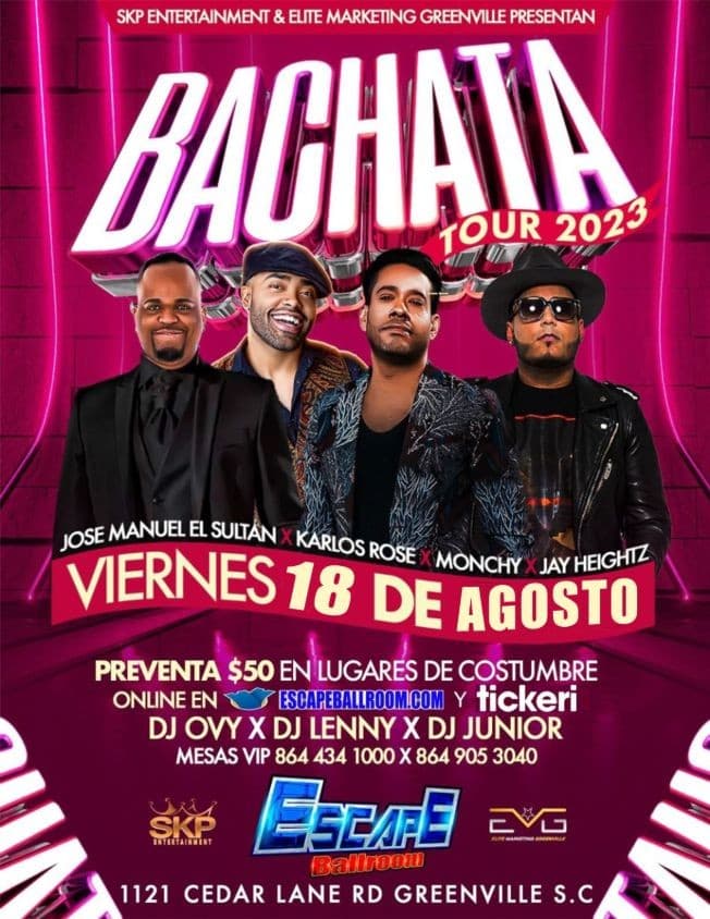 Event - JOSE MANUEL EL SULTAN , KARLOS ROSE , MONCHY , JAY HEIGHTZ EN VIVO ! GREENVILLE SOUTH CAROLINA- NUEVA FECHA - Greenville, South Carolina - August 18, 2023 | concert tickets