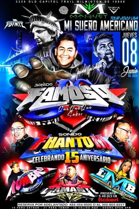 Event - SONIDO FAMOSO EL SUEÑO AMERICANO NOCHE DE CUMBIA! - Wilmington, Delaware - June 8, 2023 | concert tickets