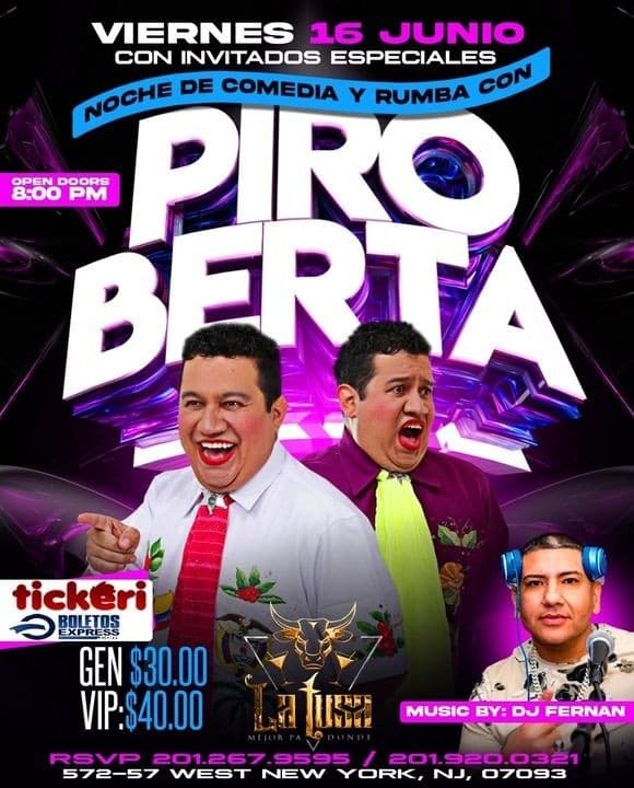 Event - PIRO BERTA EN VIVO ! WEST NEW YORK NEW JERSEY - West New York, New Jersey - June 16, 2023 | concert tickets