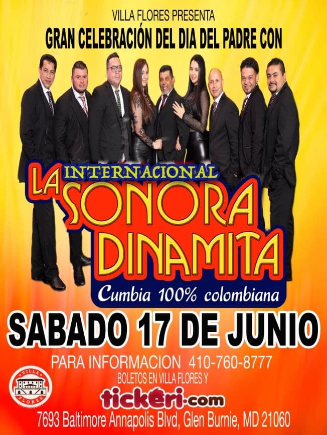 Event - LA INTERNACIONAL SONORA DINAMITA EN VILLA FLORES - Glen Burnie, Maryland - 17 de junio de 2023 | concert tickets