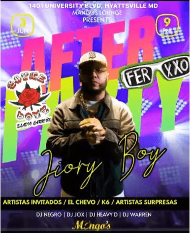 Event - FER XXO y ELADIO CARRION AFTER PARTY,  JORY BOY LIVE AT MANGOS LOUNGE MD - Hyattsville, Maryland - June 3, 2023 | concert tickets