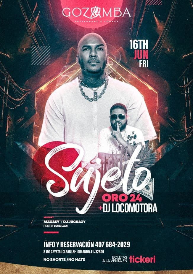 Event - sujeto oro 24 en gozamba orlando - Orlando, Florida - June 16, 2023 | concert tickets