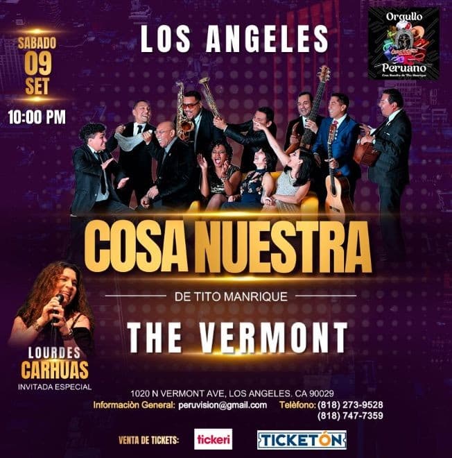 Event - COSA NUESTRA DE TITO MANRIQUE - Los Angeles, California - September 9, 2023 | concert tickets