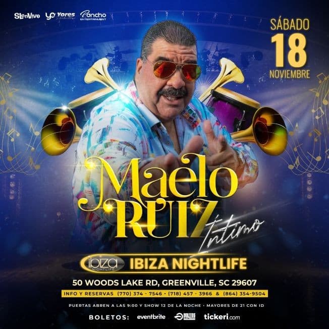 Event - MAELO RUIZ !! INTIMO EN GRENVILLE, SC