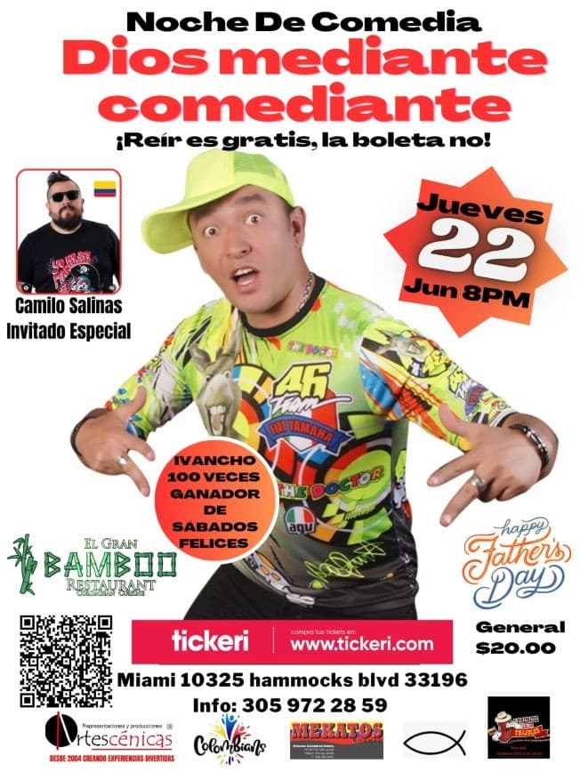 Event - NOCHE DE COMEDIA MES DEL PADRE DIOS MEDIANTE COMEDIANTE - Miami, Florida - June 22, 2023 | concert tickets