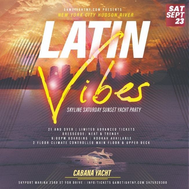 Event - Latin Vibes NYC Cabana Yacht Cruise Party Skyport Marina 2023